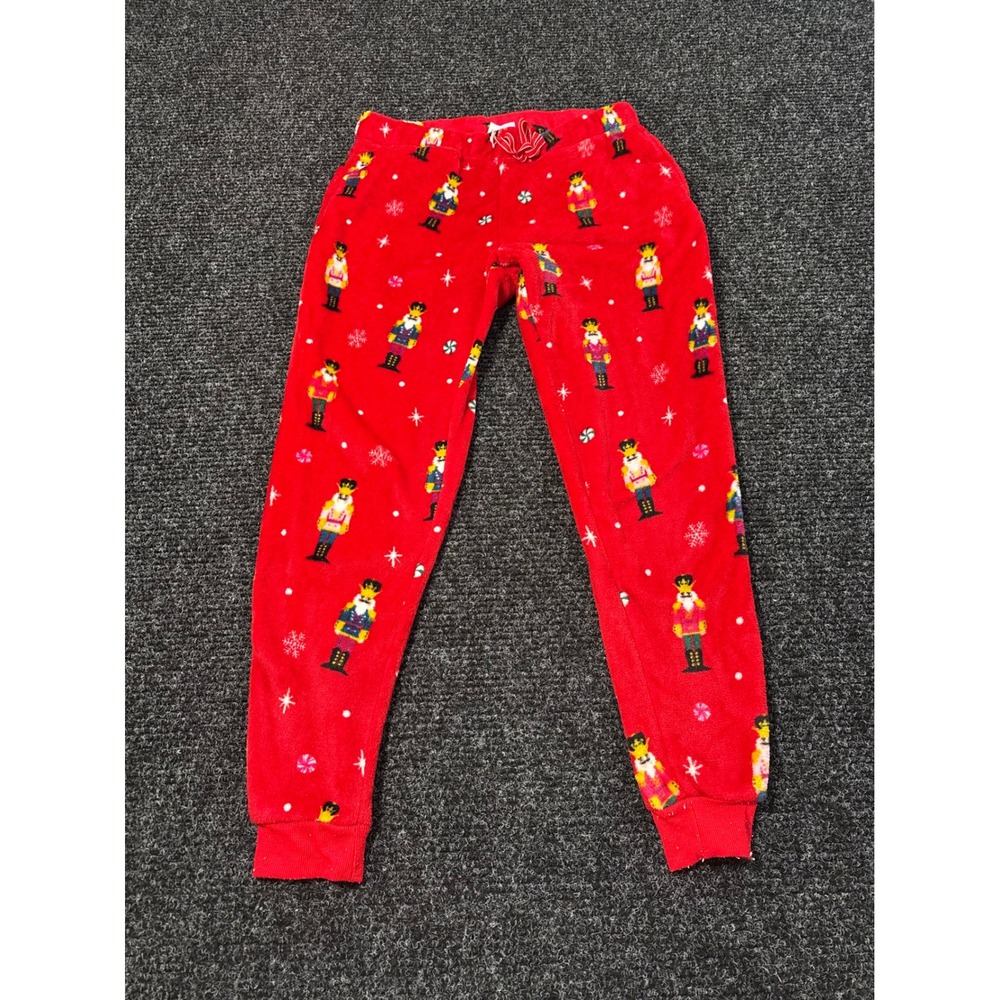 Joyspun Red Nutcracker Christmas Pajama Pants Fleece Joggers Womens Medium 8-10